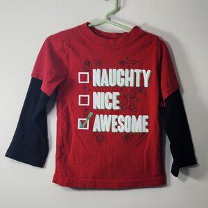 Holiday Time Red Santas Awesome List Holiday Long Sleeve Shirt Size 3T